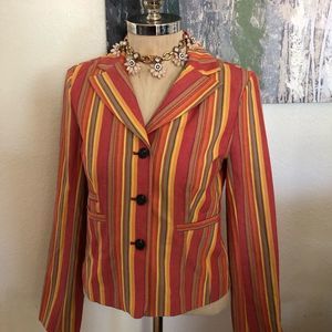 TOMMY HILFIGER Stretch Striped 3-Button Cotton Blazer Jacket